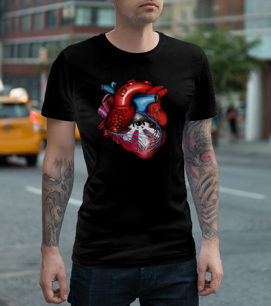 All Seeing Heart Eye Inside Anatomical Heart T-Shirt
