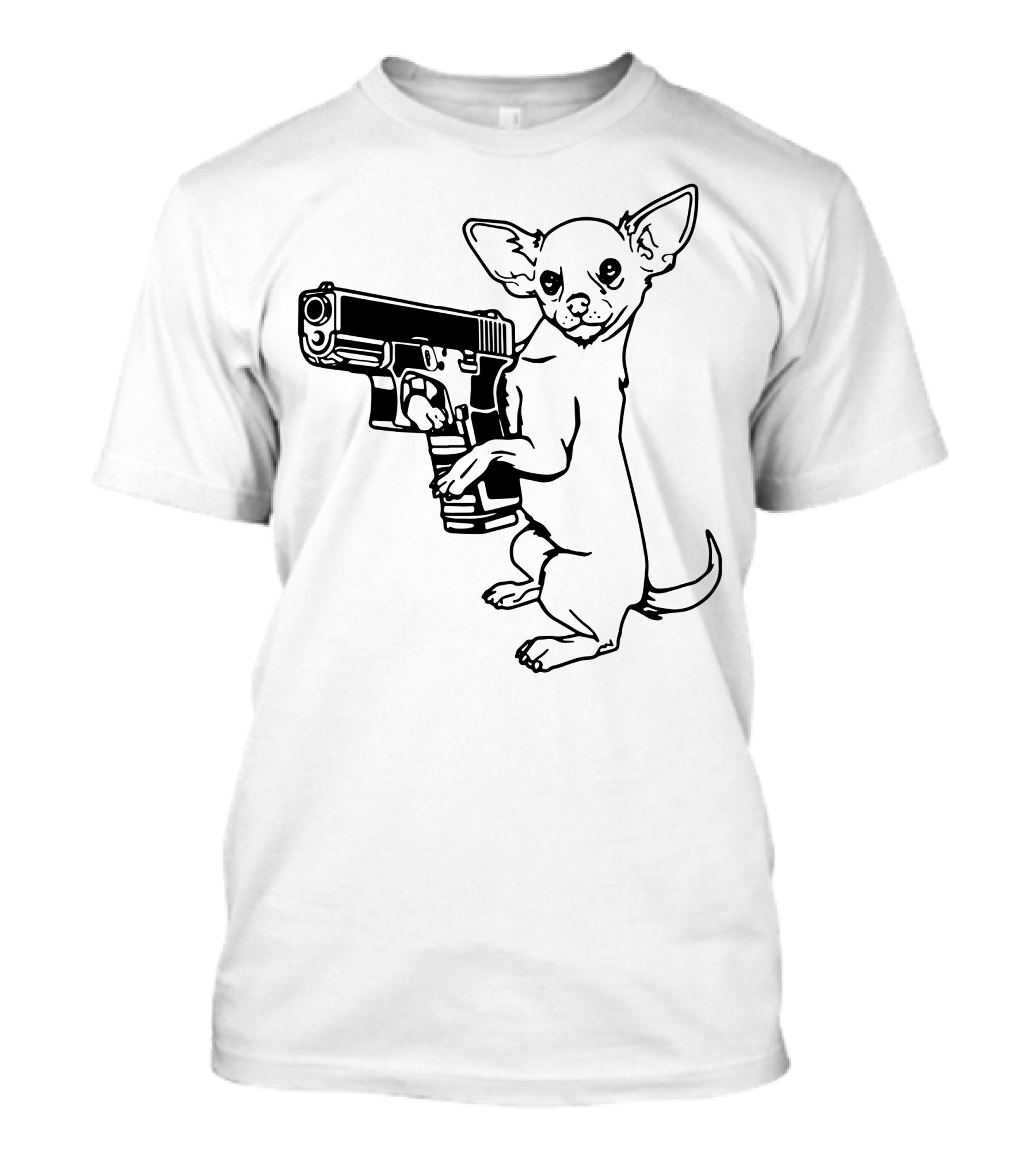 Armed Chihuahua Holding Gun With Playful Pose T-Shirt