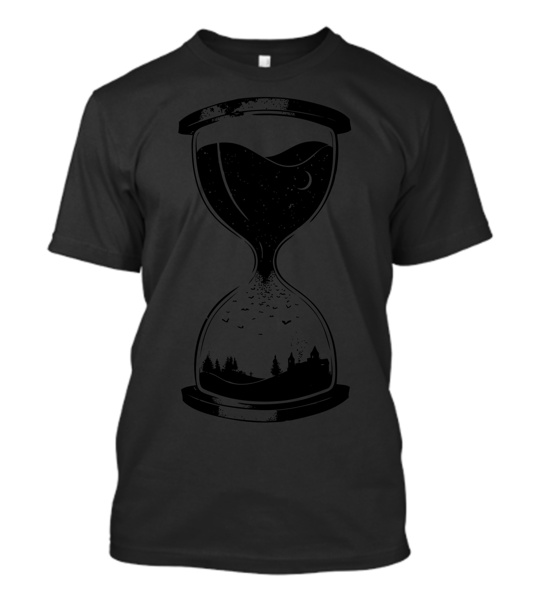 As Night Falls Hourglass With Moon And Landscape T-Shirt