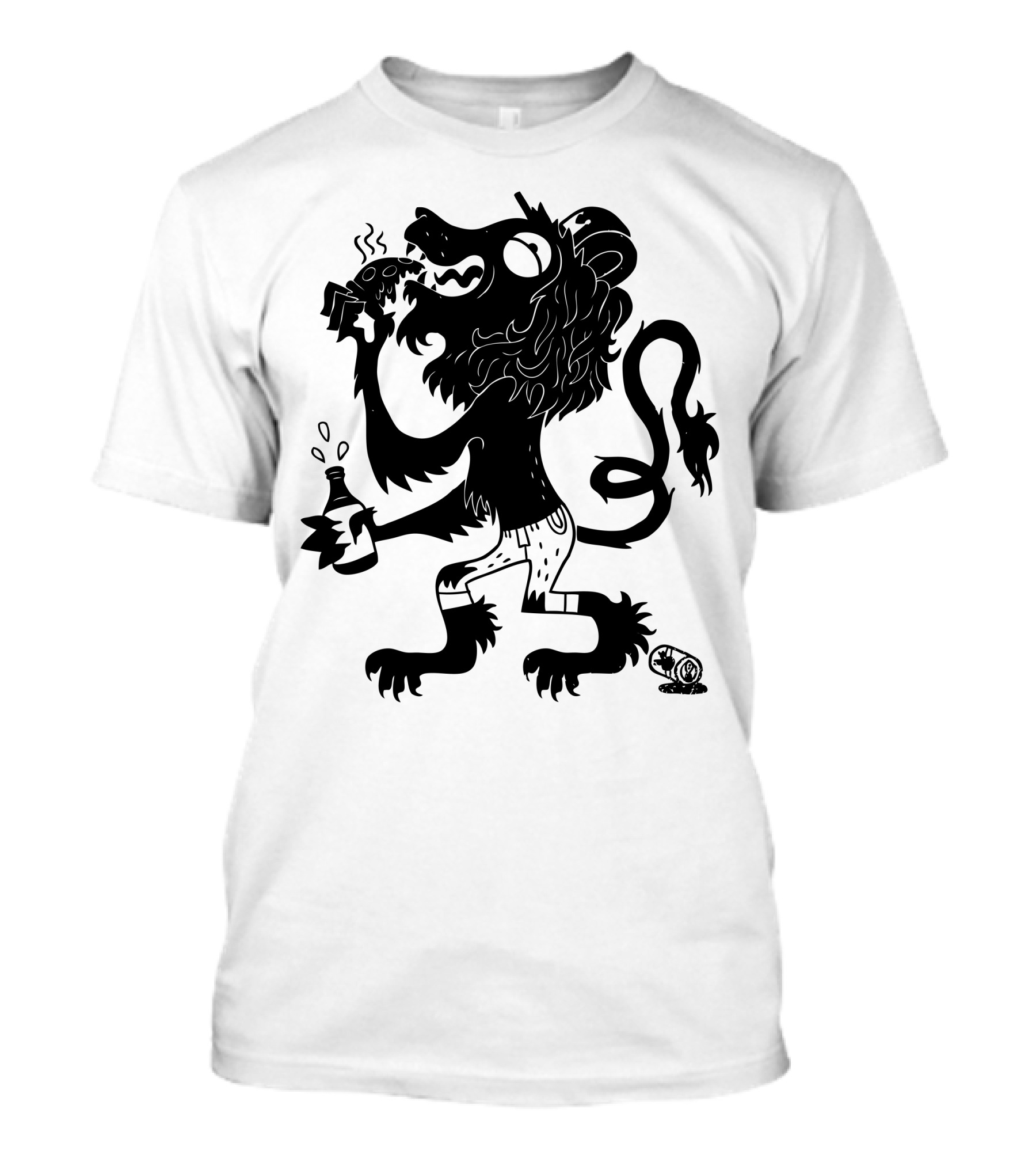 Bro Of Arms Bearded Lion Hybrid Holding Chicken And Beer T-Shirt