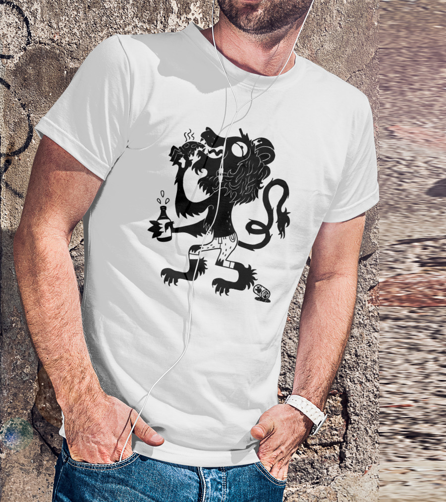 Bro Of Arms Bearded Lion Hybrid Holding Chicken And Beer T-Shirt