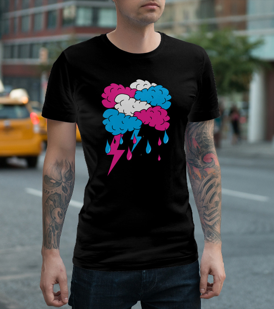 CMYK Cloud Lightning and Raindrop Storm T-Shirt