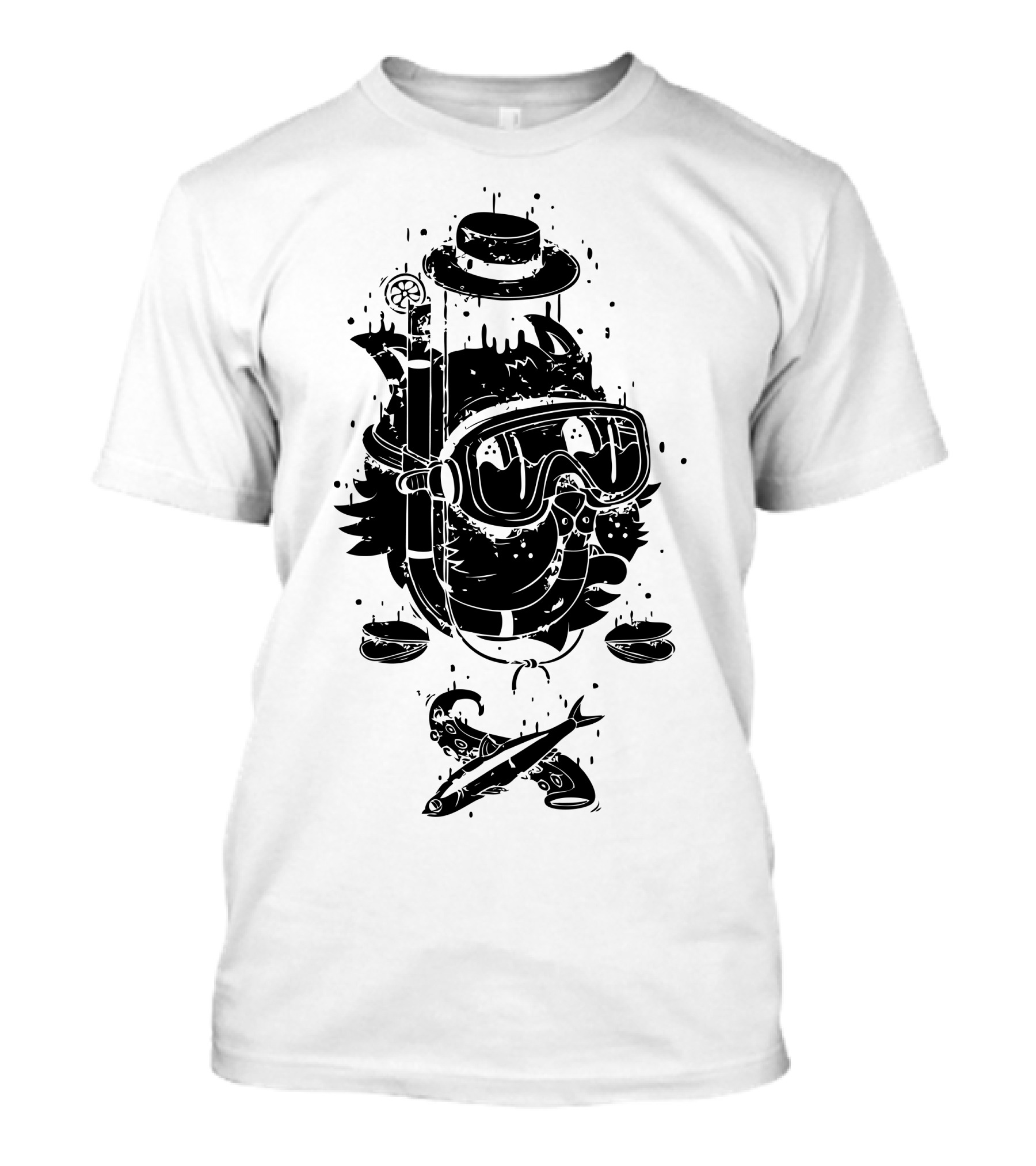 Diving Cat With Goggles And Fish Spear T-Shirt