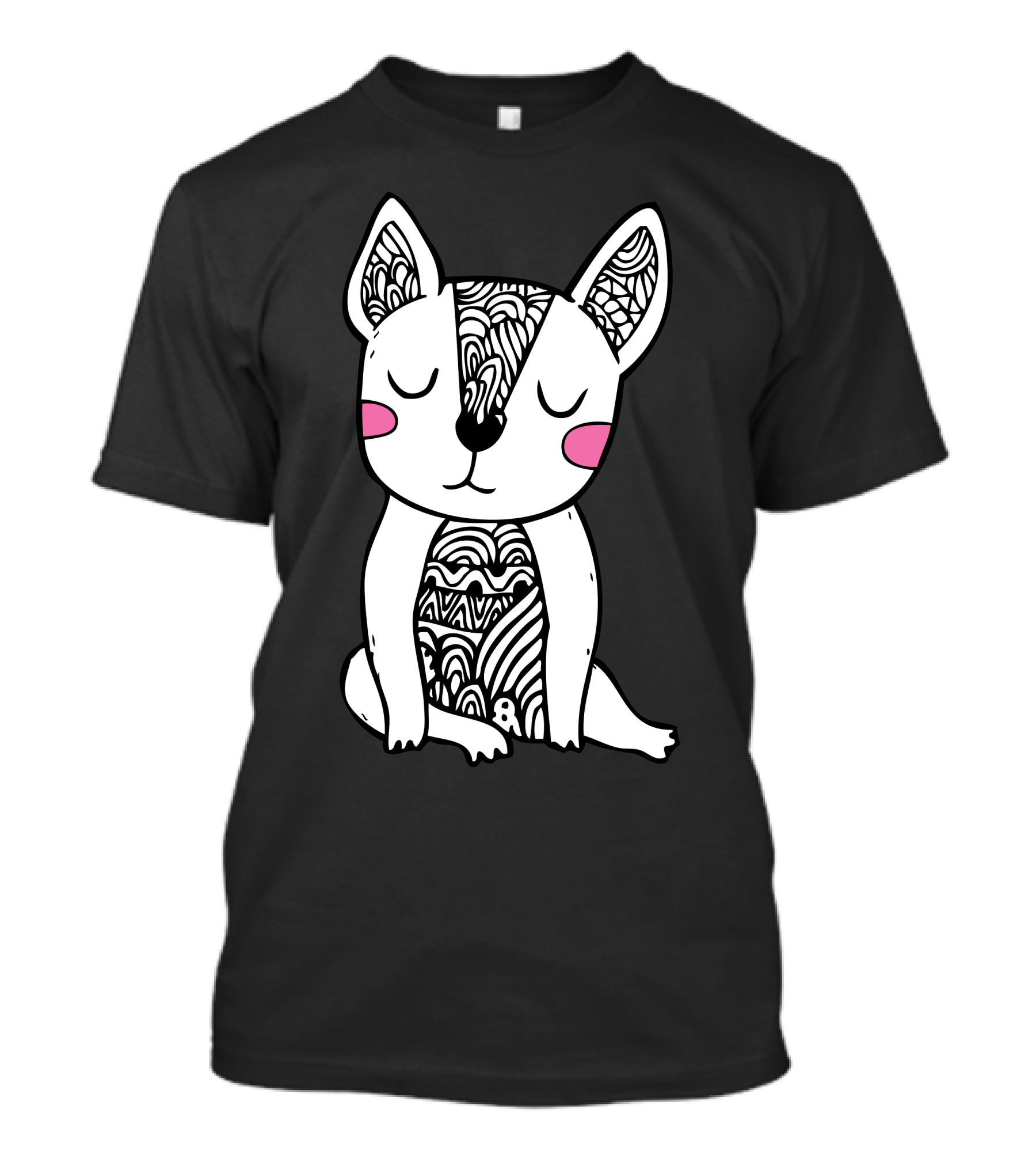 Doodle French Bulldog Black And White Zen T-Shirt