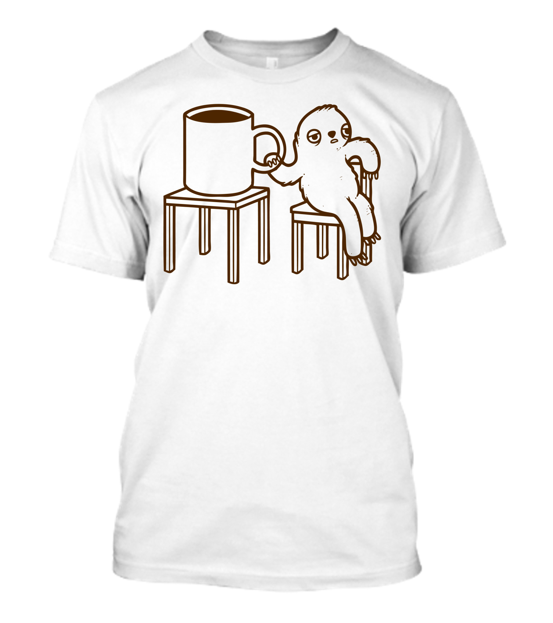 Eugh Mondays Sloth With Coffee Cup And Chairs T-Shirt