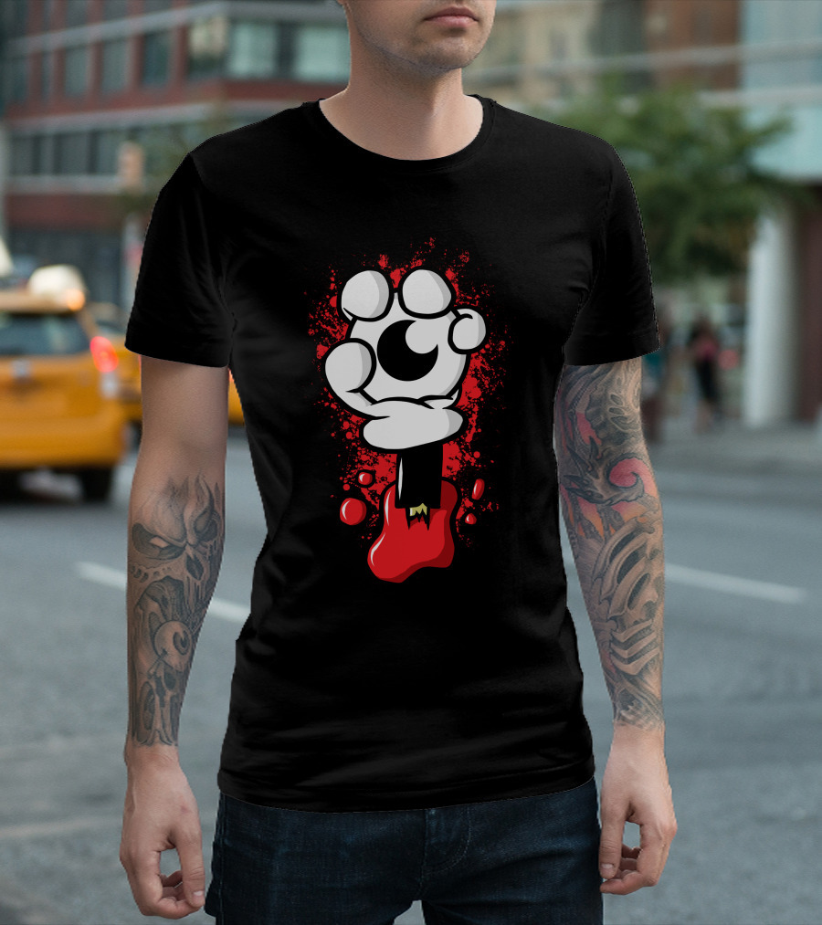 Hand Grasping Eye Amidst Blood Splatter T-Shirt