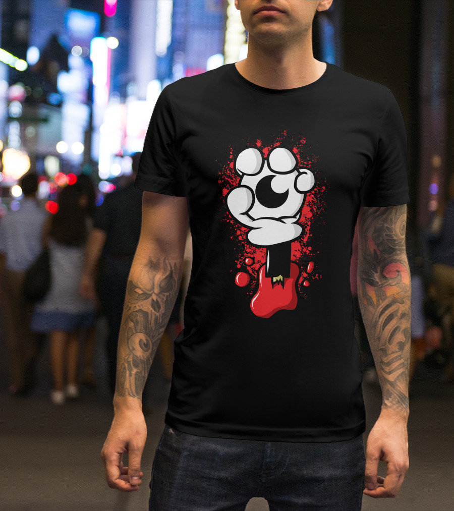 Hand Grasping Eye Amidst Blood Splatter T-Shirt