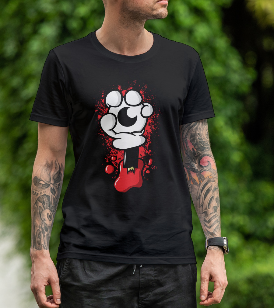 Hand Grasping Eye Amidst Blood Splatter T-Shirt