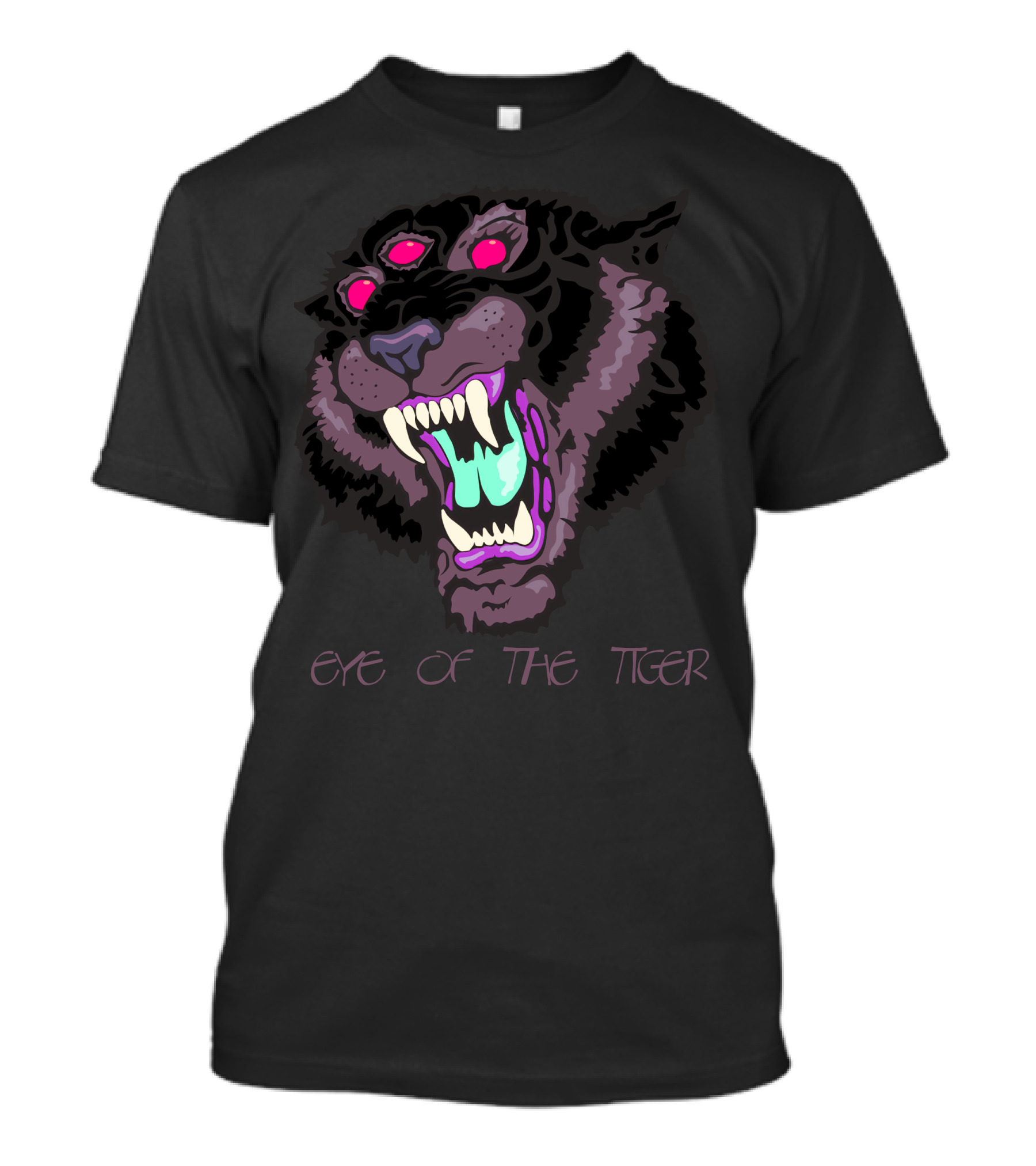 Eye Of The Tiger Fierce Neon Panther Face T-Shirt