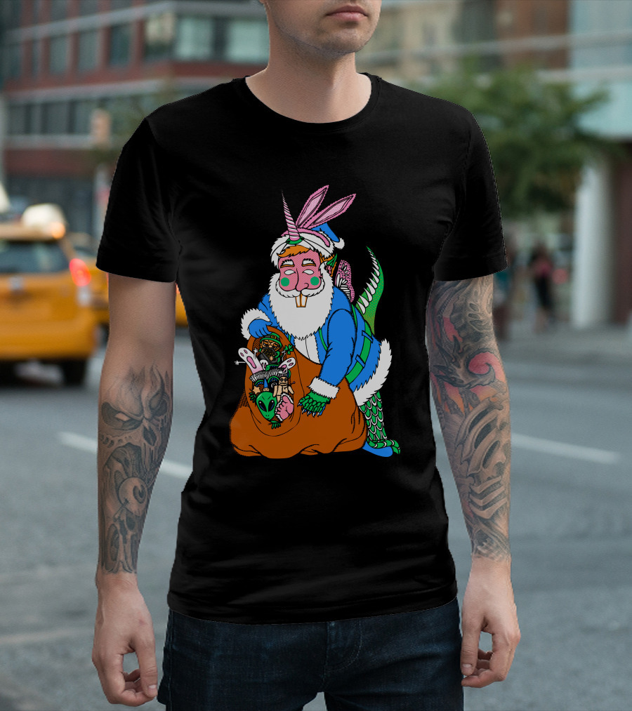 Figments Of Imagination Santa Rabbit Unicorn Dragon T-Shirt