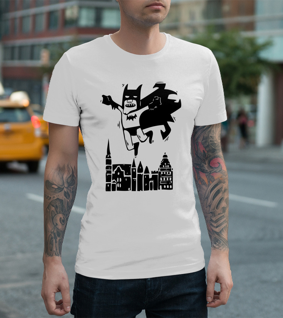 Night Heroes Gotham City Skyline Bat T-Shirt