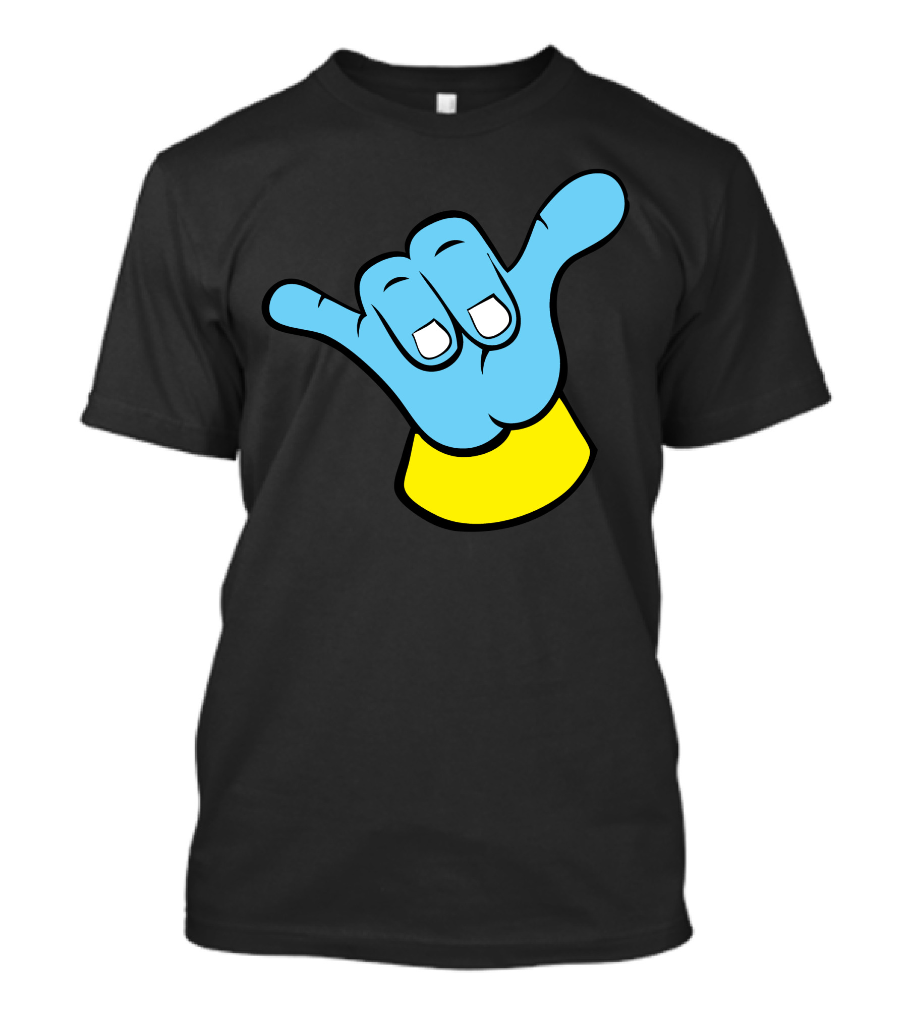 Hang Loose Shaka Big Blue Cartoon Hand Gesture T-Shirt
