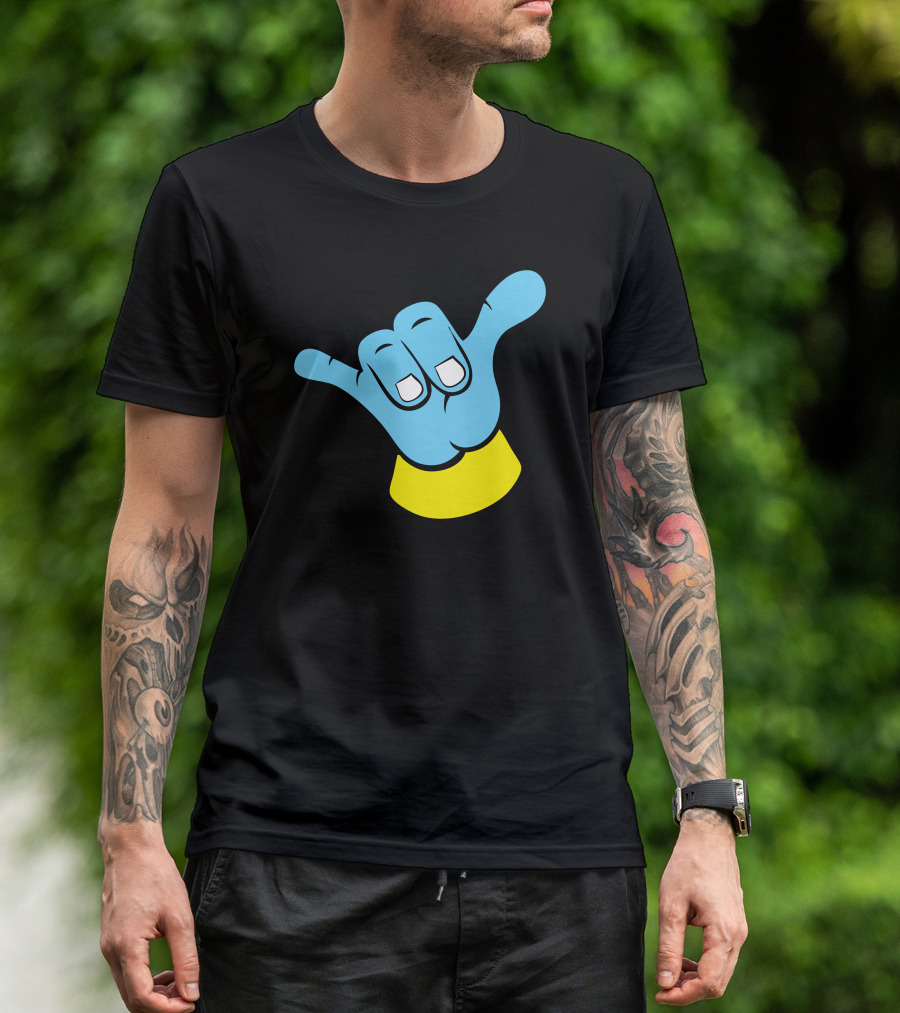 Hang Loose Shaka Big Blue Cartoon Hand Gesture T-Shirt