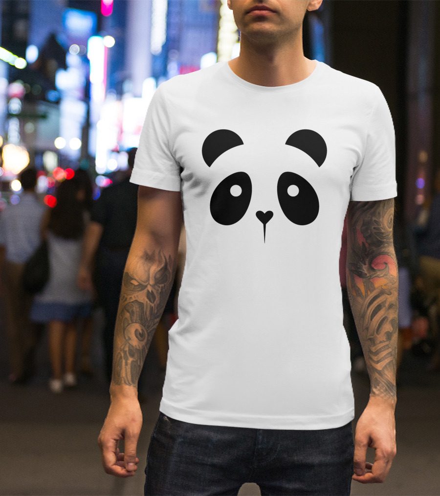 Harajuku Panda Face Animal Black And White Minimalist T-Shirt