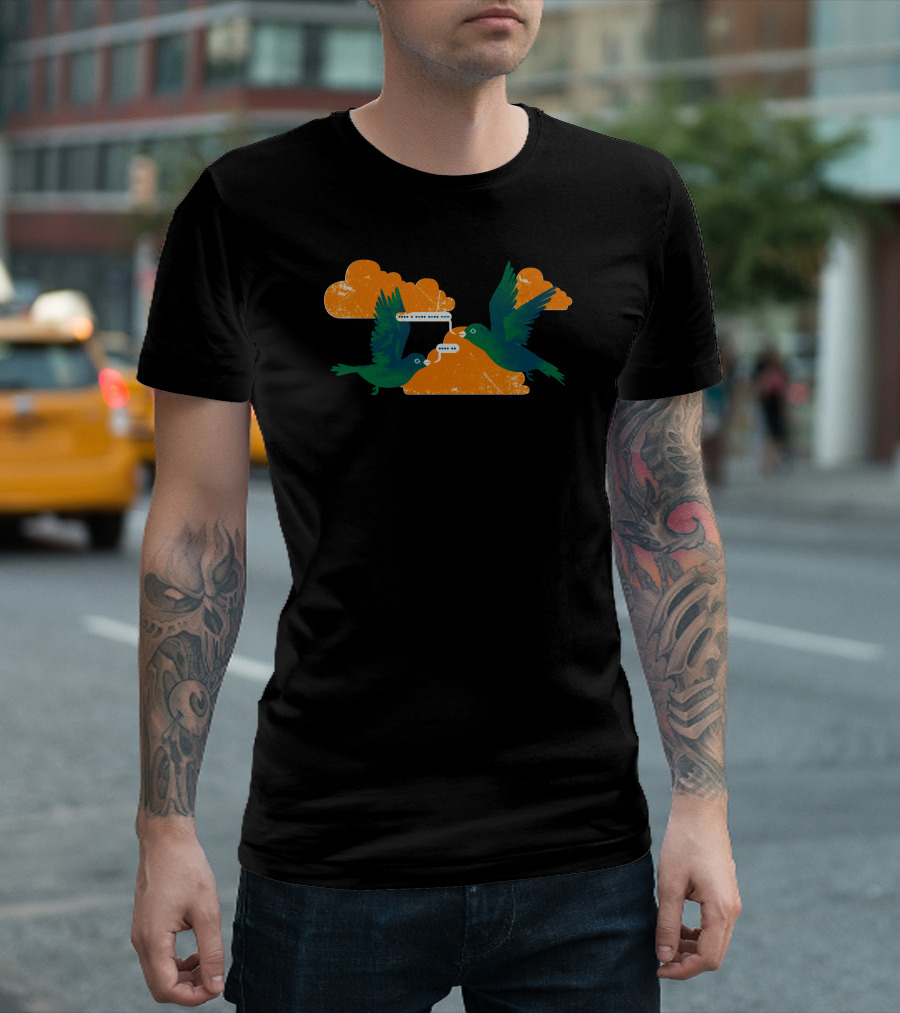 Hello Birds What's Up Flying Chat Between Clouds T-Shirt