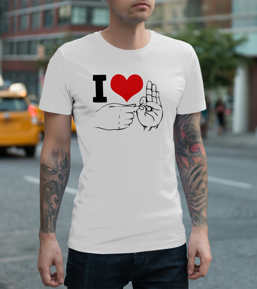 I Heart Poking Finger Hand Gesture T-Shirt