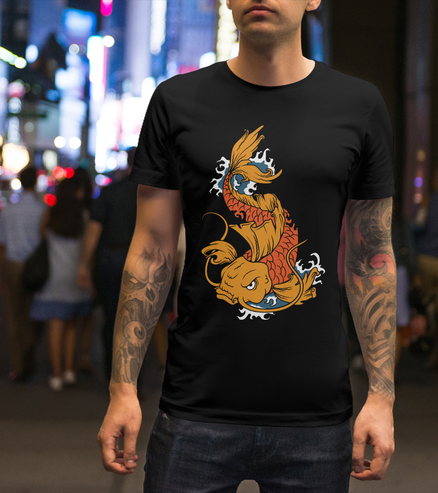 Koi Fish Art With Water And Waves Japan T-Shirt