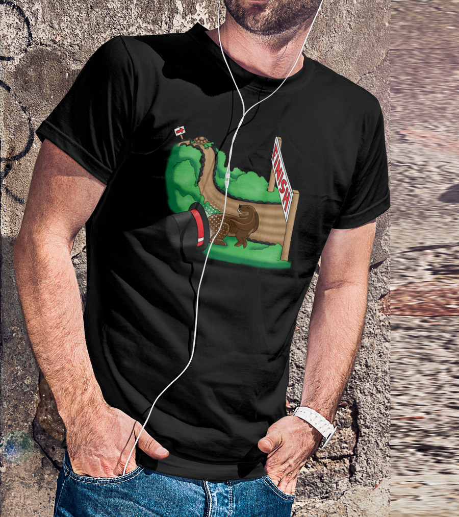Tortoise And Hare Top Hat Finish Line Race T-Shirt
