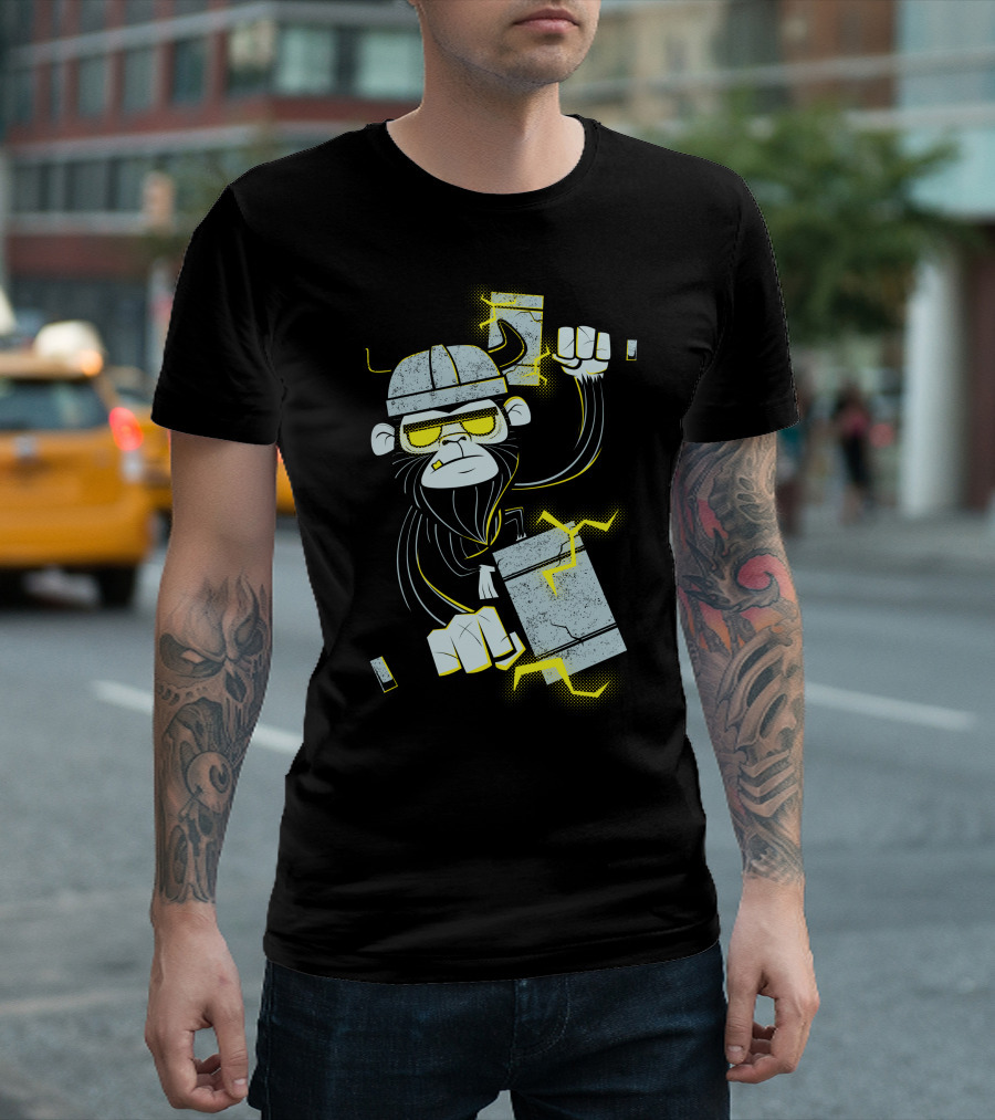 Monsthor Viking Monkey with Thunder Hammer and Axe T-Shirt
