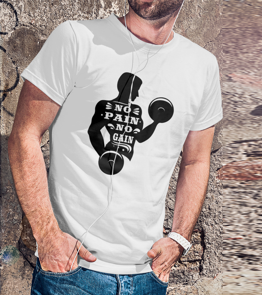 No Pain No Gain Bodybuilder Lifting Dumbbells T-Shirt