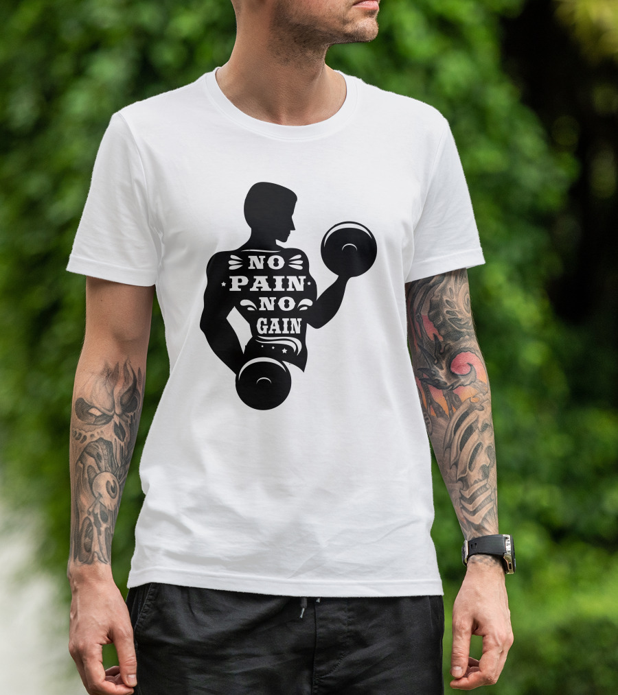 No Pain No Gain Bodybuilder Lifting Dumbbells T-Shirt