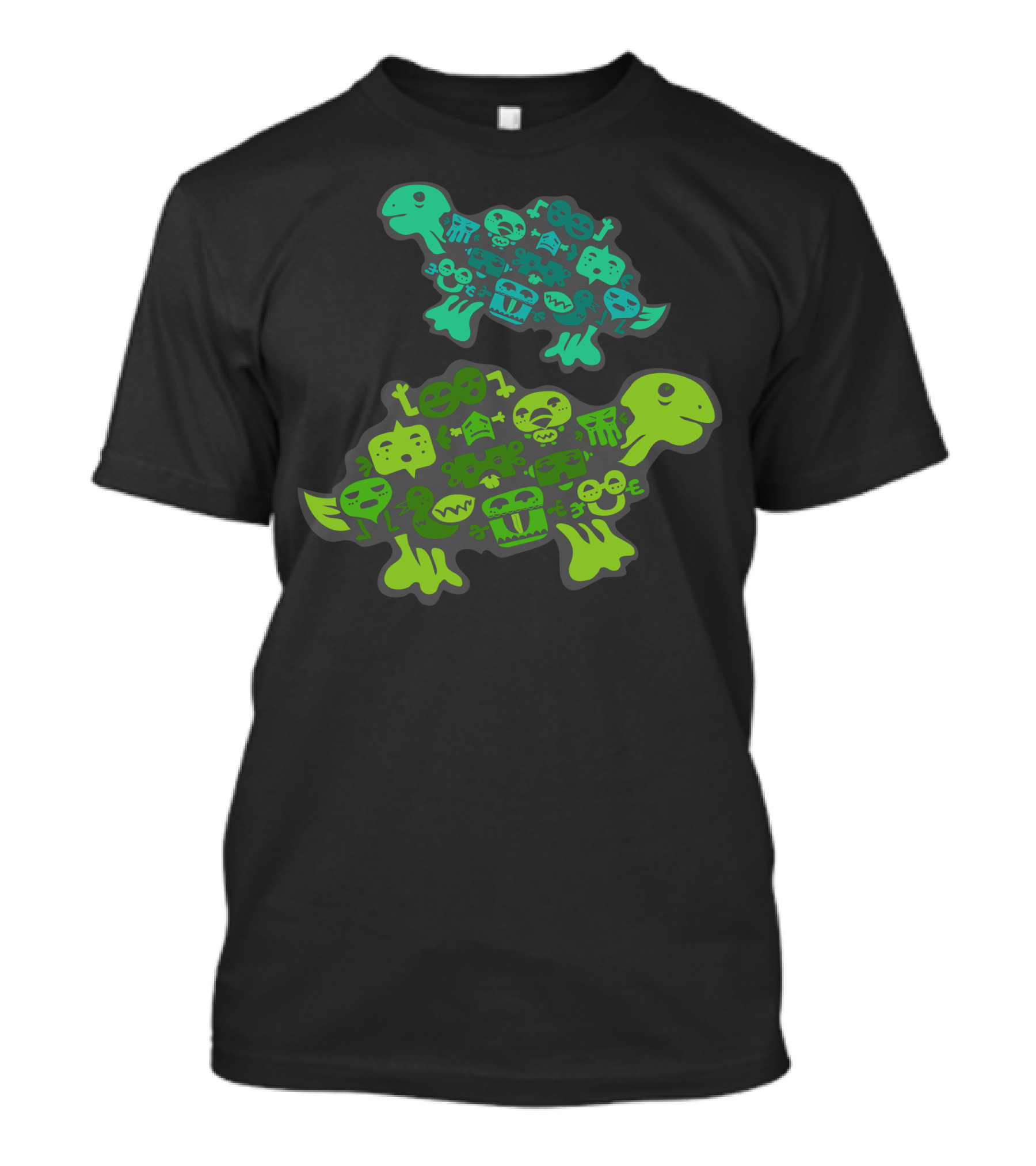 One Shell Of A Time Turtle Silhouettes With Funky Faces T-Shirt