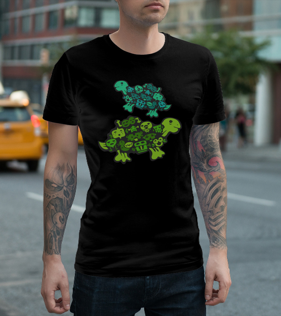 One Shell Of A Time Turtle Silhouettes With Funky Faces T-Shirt