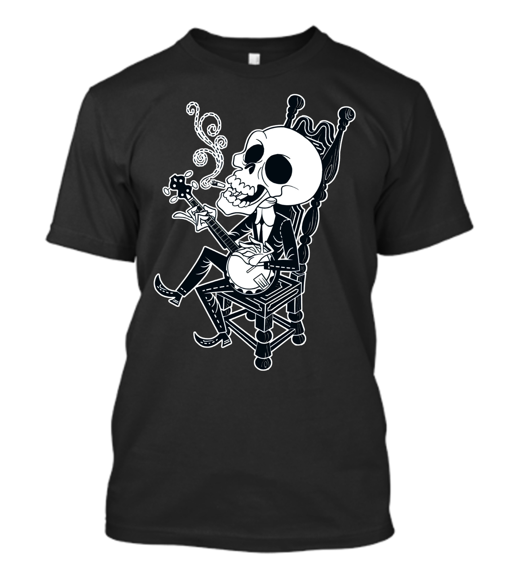 Skeleton Playing Banjo Smoking Cigar T-Shirt