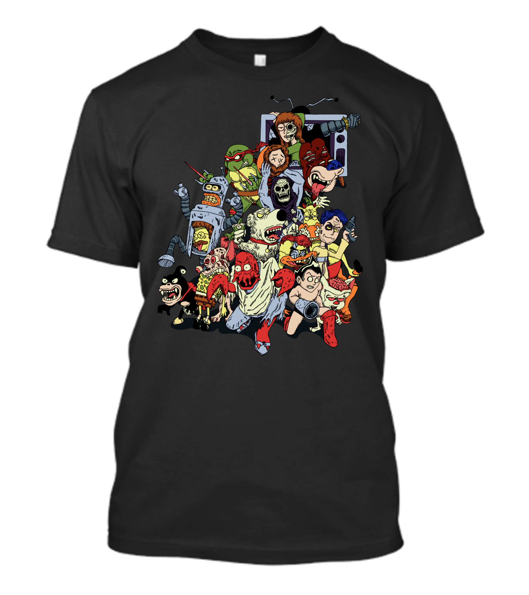 Revenge Of The Mixed Up Toons Chaos Mashup Extravaganza Characters Collage T-Shirt