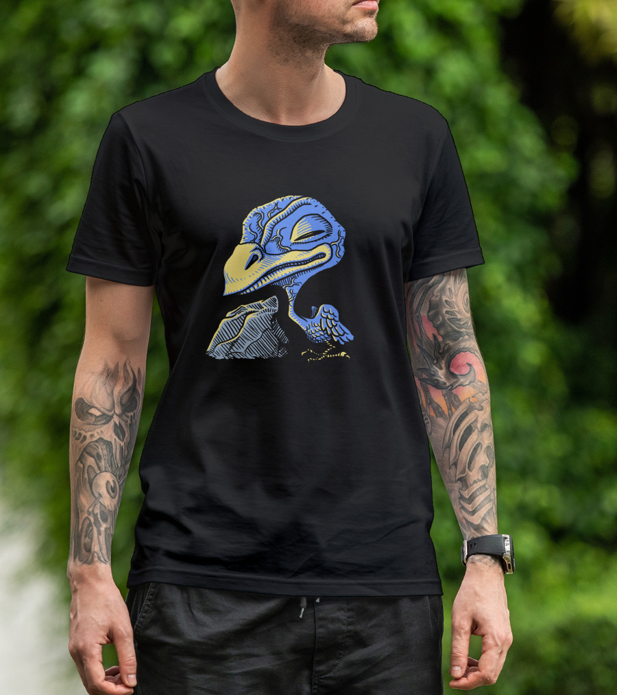 Rock Chick Blue Bird Skeleton Skull T-Shirt