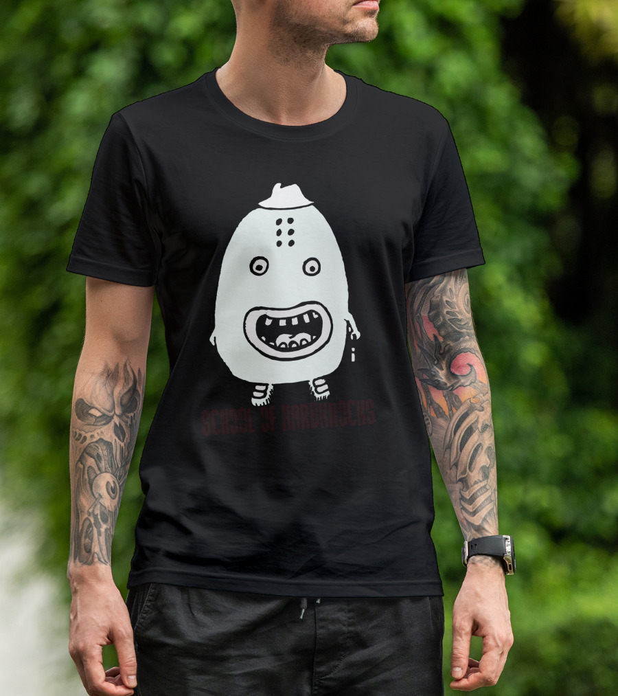 School Of Hardknocks Cartoon Character With Hat And Bag T-Shirt