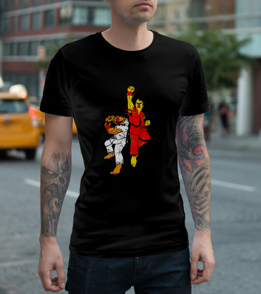 Sesame Fighter Characters in Martial Arts Poses T-Shirt