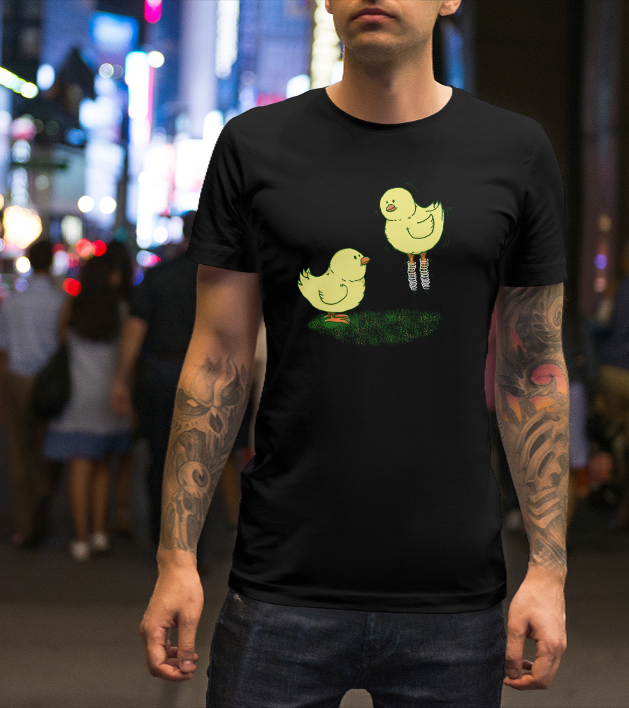 Spring Chicken Bouncing On Grass With Springs Under Feet T-Shirt