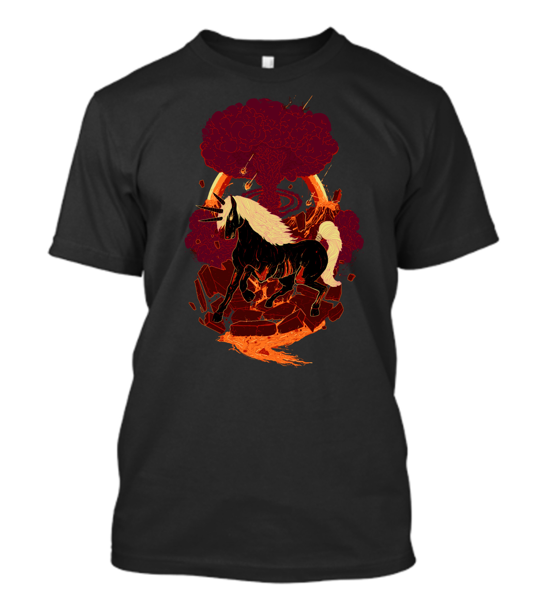 The Doomicorn Apocalypse Unicorn With Explosive Background T-Shirt