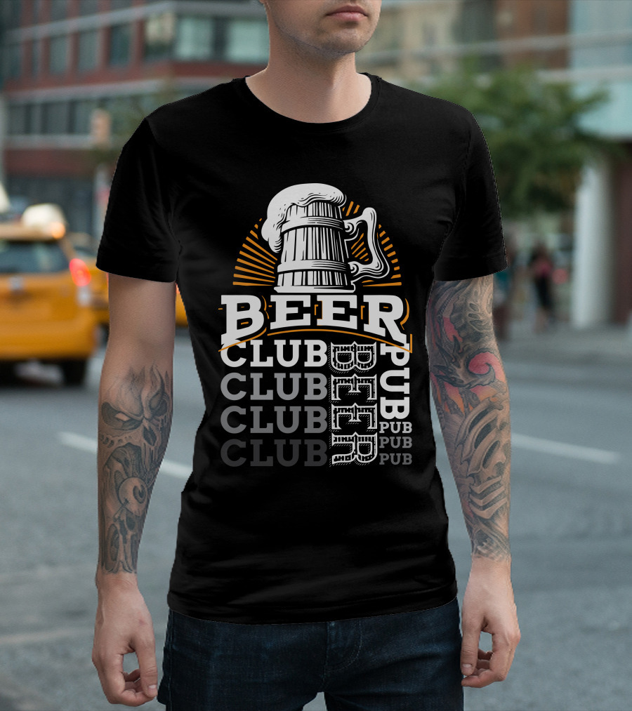 BEER Club Pub Mug Foam Sunburst T-Shirt
