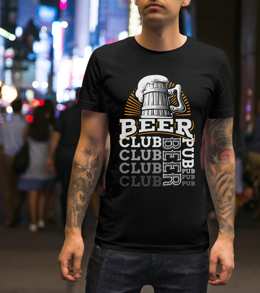 BEER Club Pub Mug Foam Sunburst T-Shirt