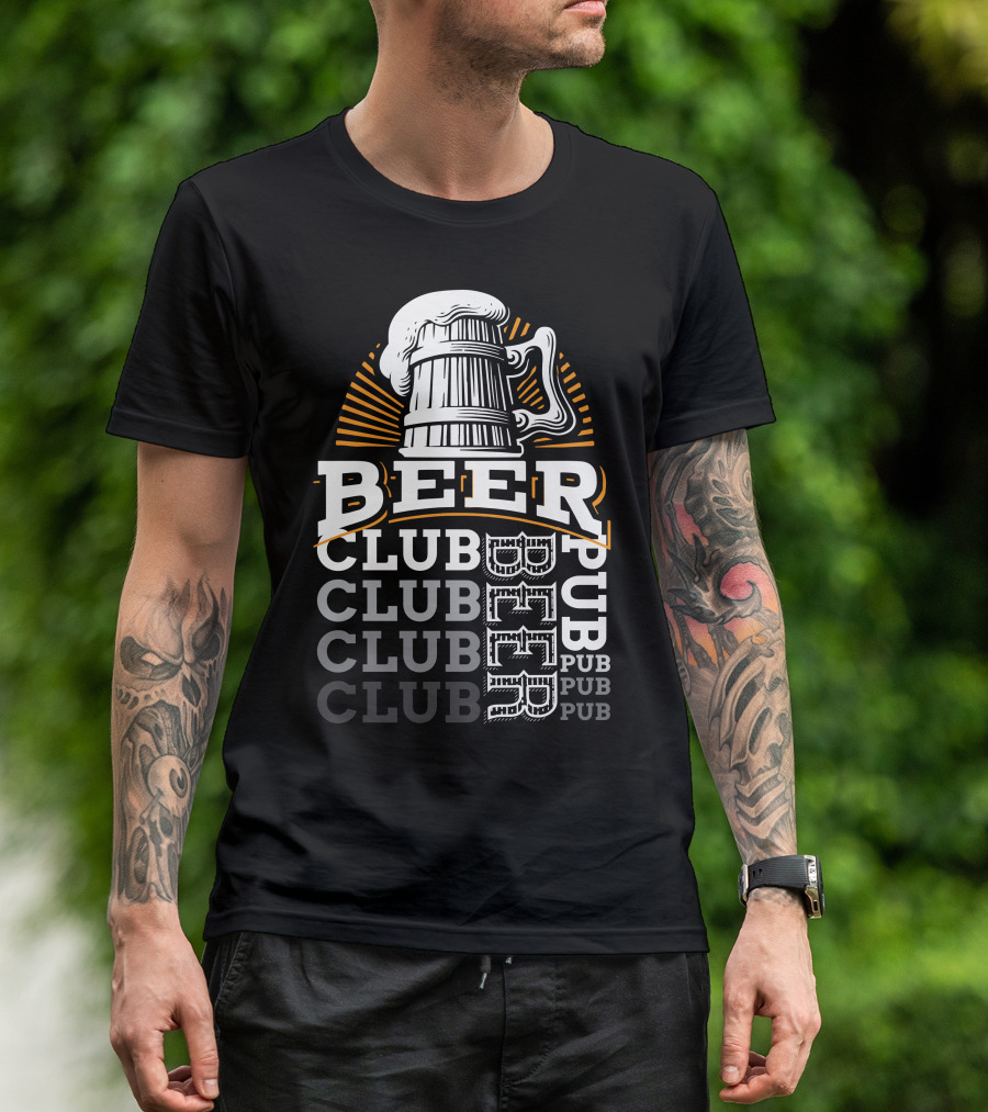 BEER Club Pub Mug Foam Sunburst T-Shirt