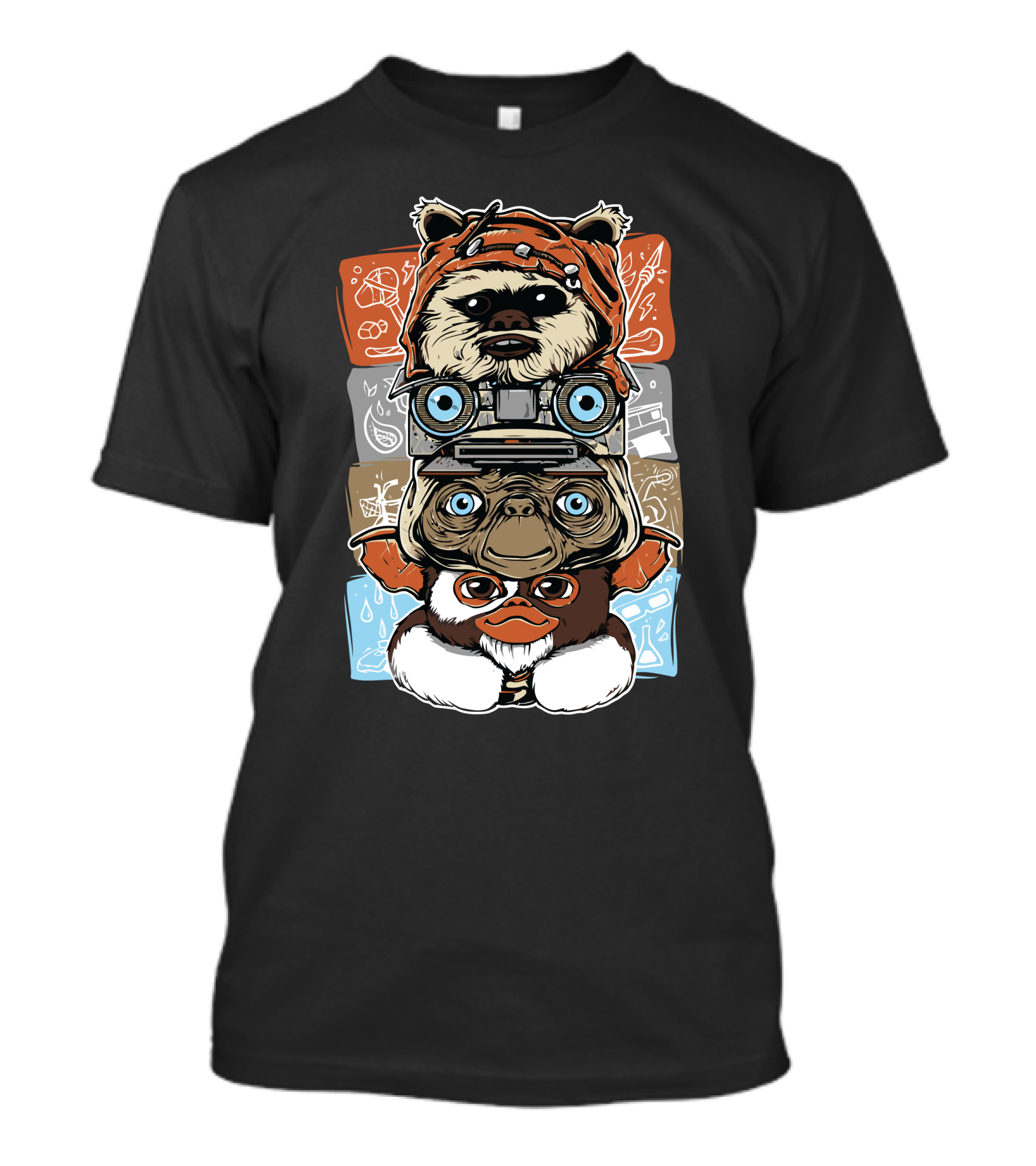 Ewok Gizmo E.T. Stack Movie T-Shirt