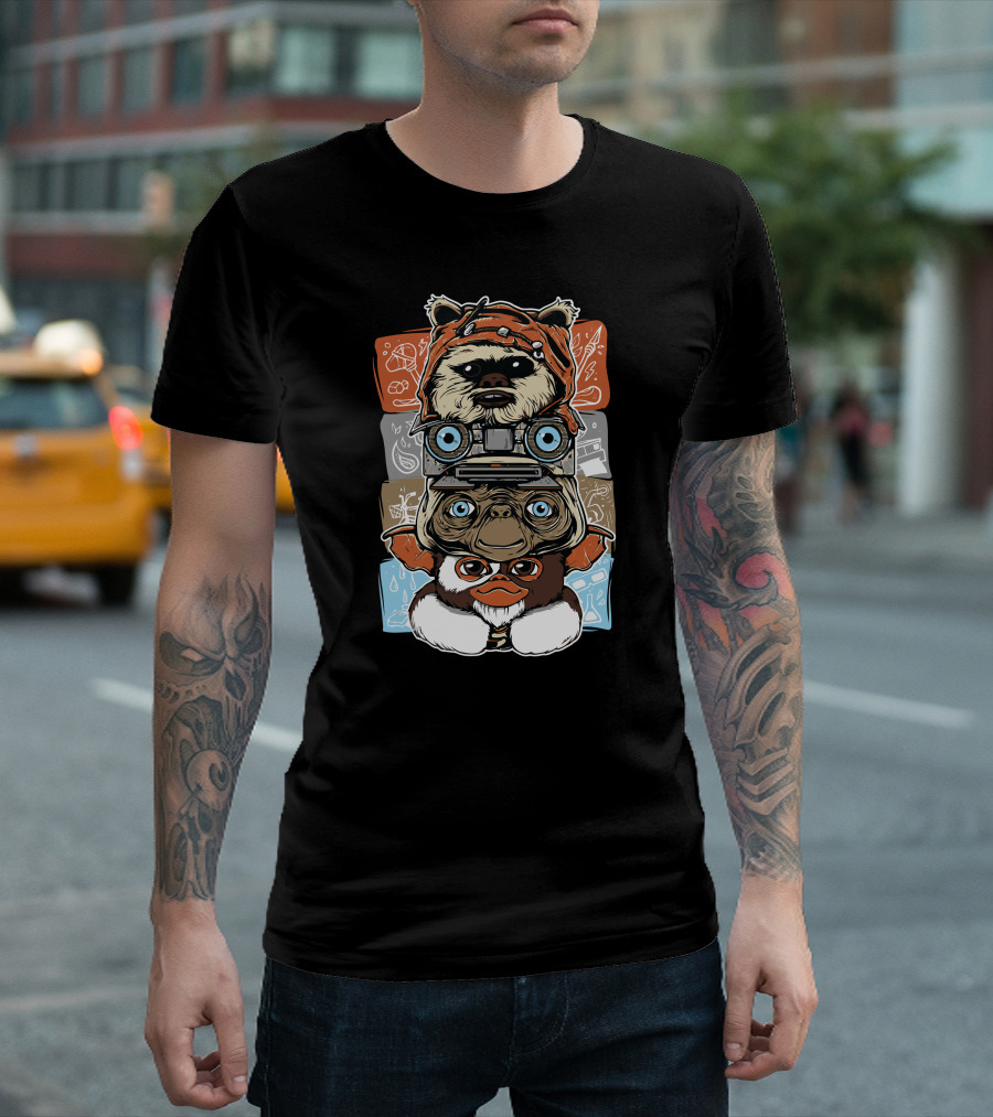 Ewok Gizmo E.T. Stack Movie T-Shirt