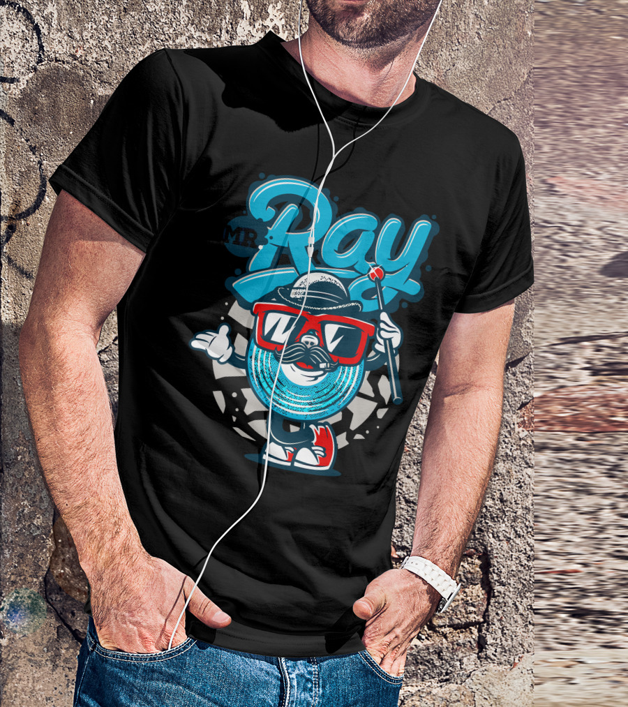 MrBlu Ray Cool Mustache Character In Hat And Glasses T-Shirt