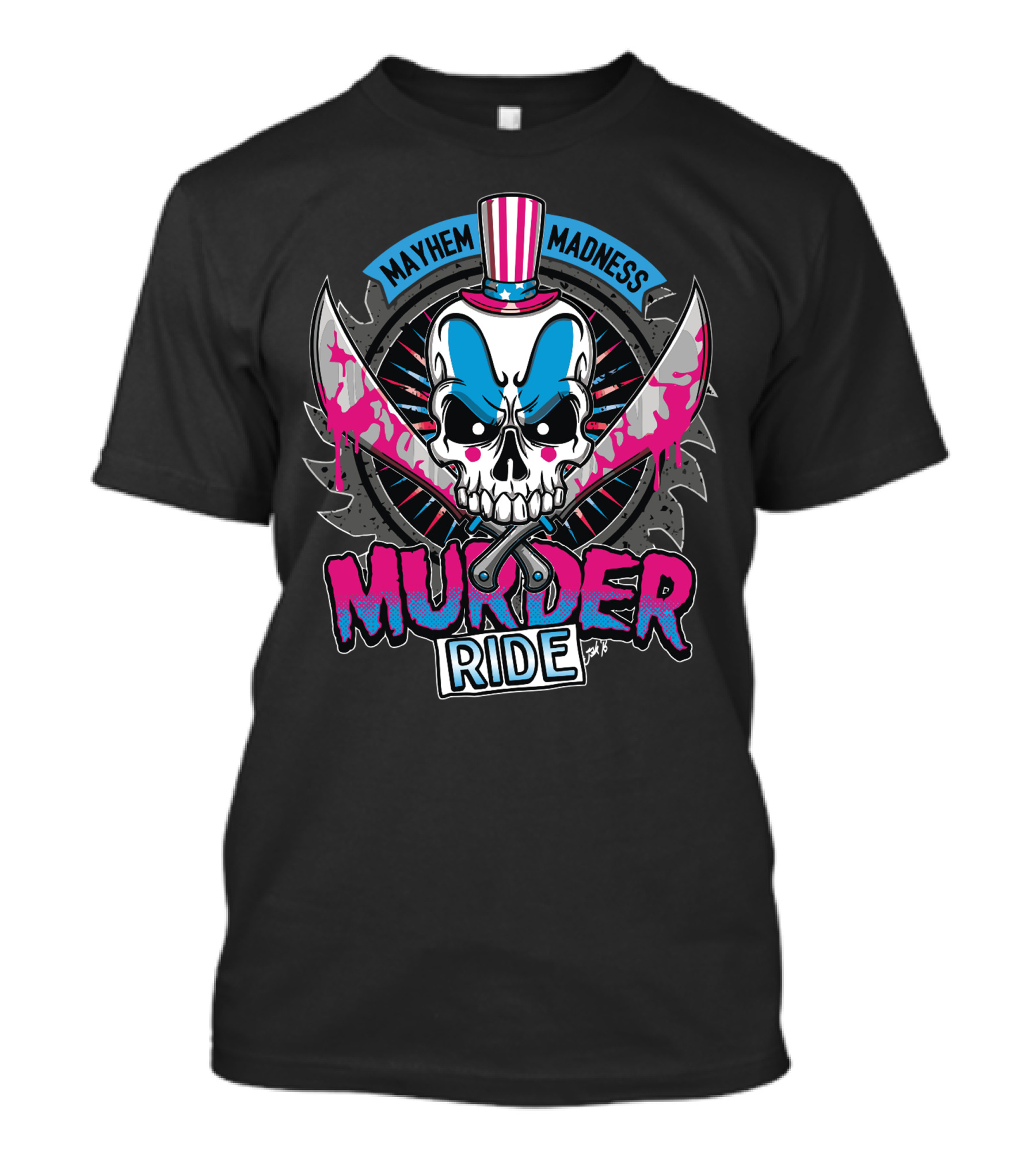 Mayhem Madness Skull With Knives Murder Ride T-Shirt