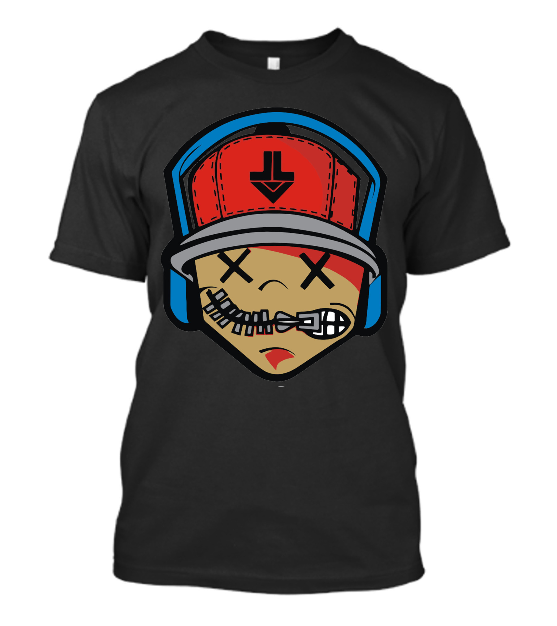 Music Boy Zipper Mouth Icon With Headphones And Hat T-Shirt