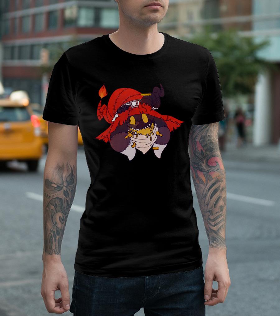 Mweh Halloween Monster in Red Hat with Comfroot Tag T-Shirt