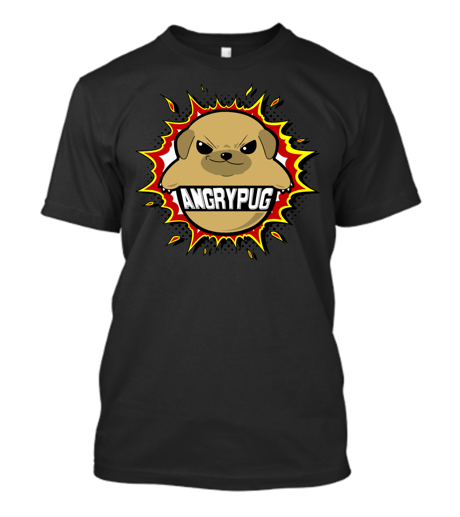 AngryPug Explosive Cartoon Emblem T-Shirt