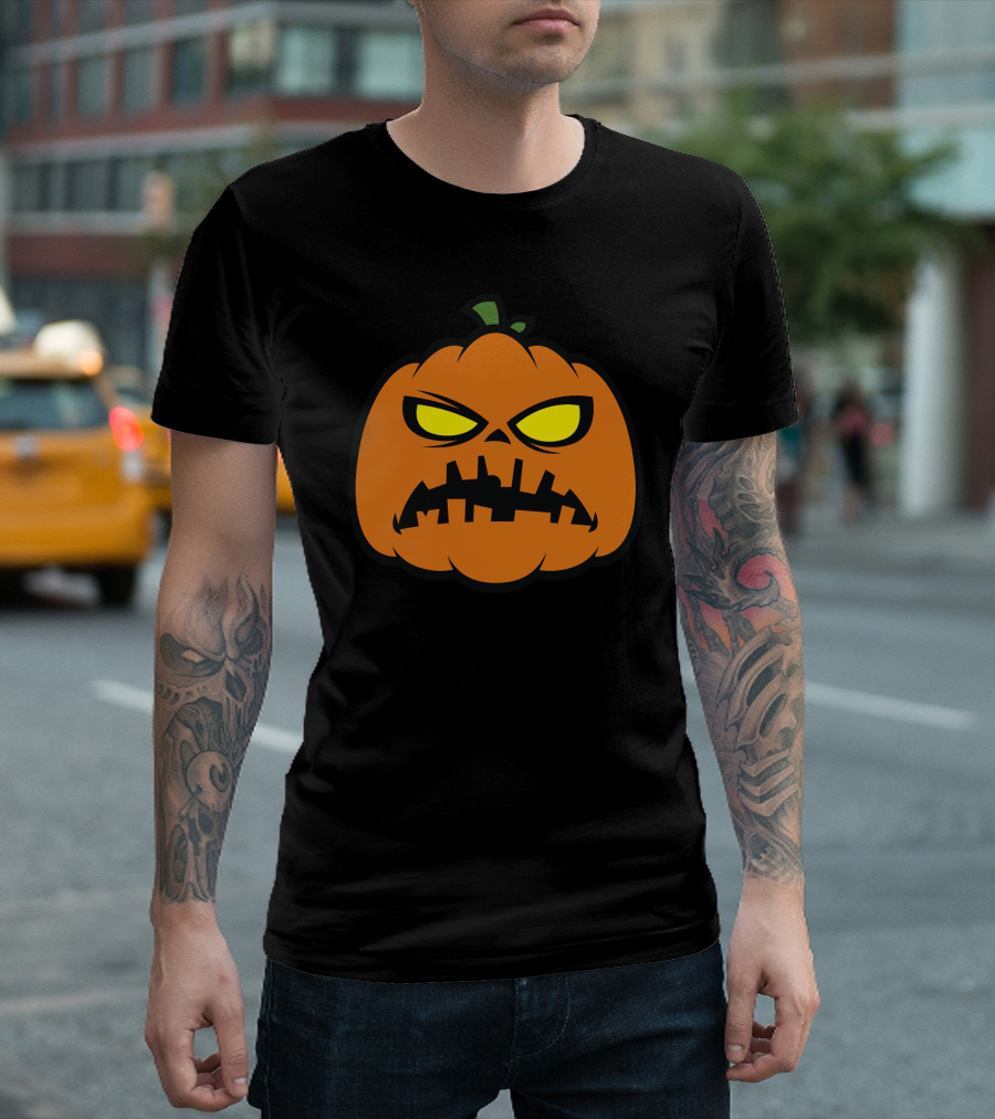 Halloween Pumpkin Zombie Face With Angry Expression T-Shirt