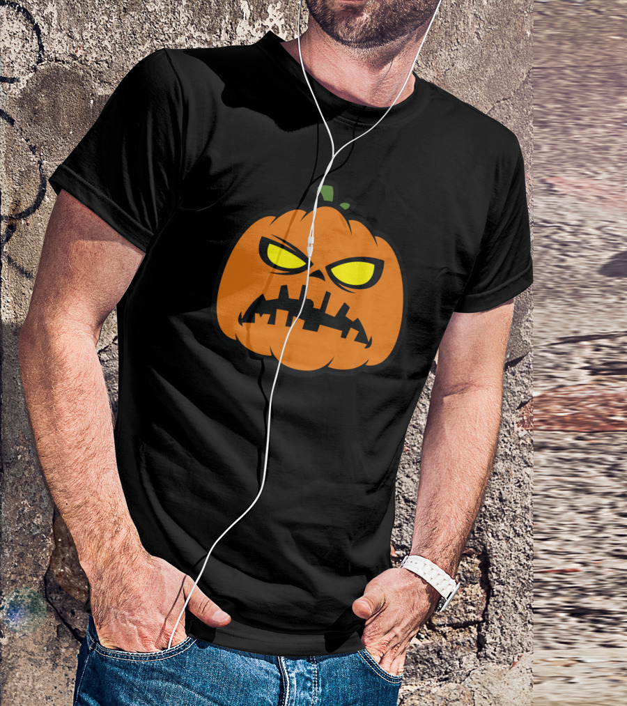 Halloween Pumpkin Zombie Face With Angry Expression T-Shirt