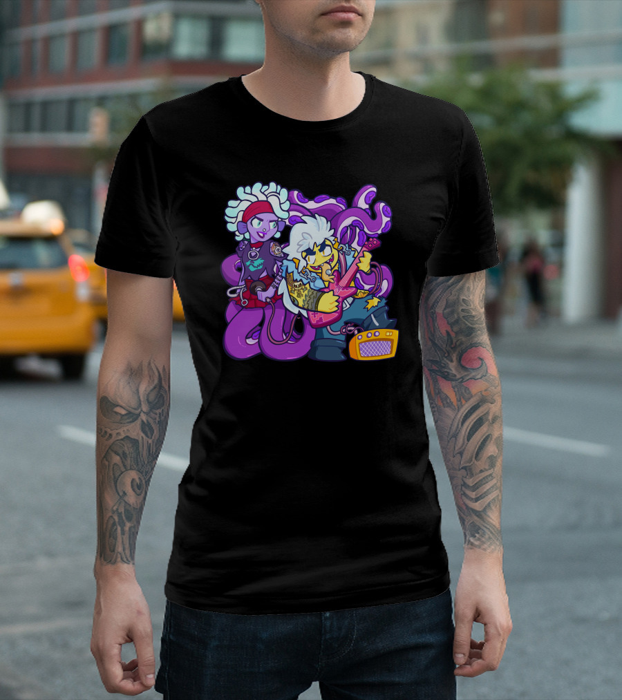 Punk Scylla Charybdis Rock Band Cartoon Novelty Mashup T-Shirt