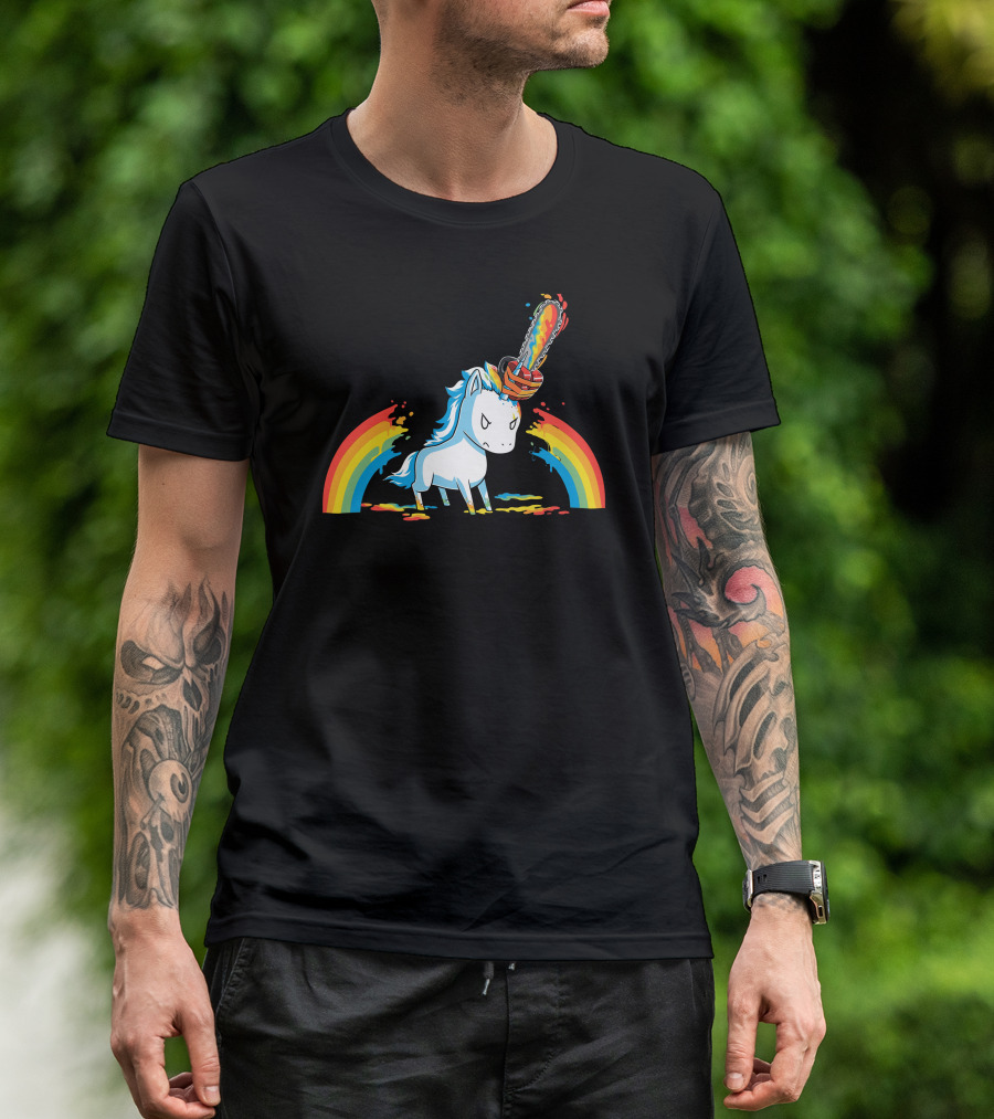 Rainbow Chainsaw Unicorn Massacre T-Shirt