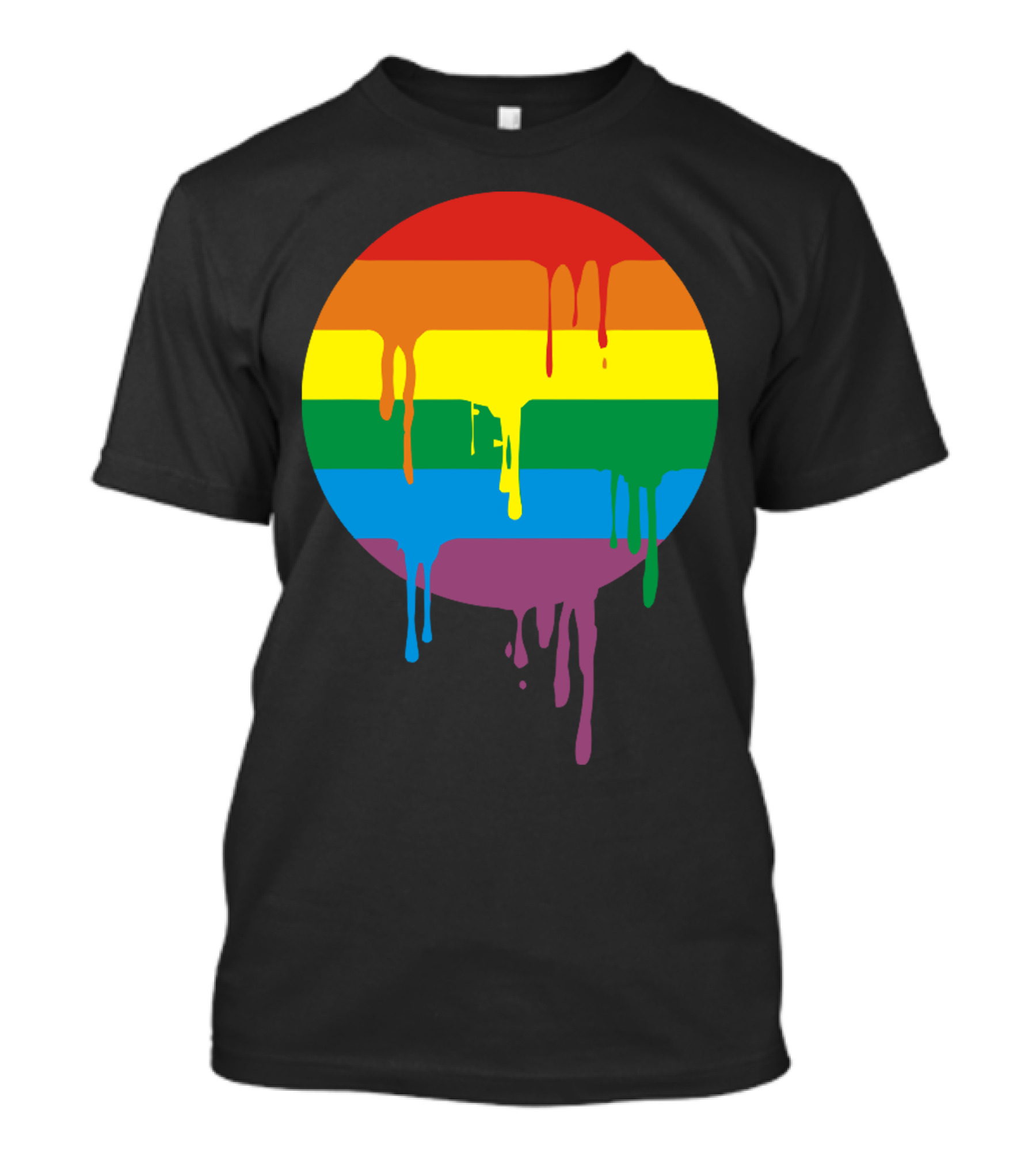 Rainbow Stripes Dripping Circle With Running Splashes T-Shirt