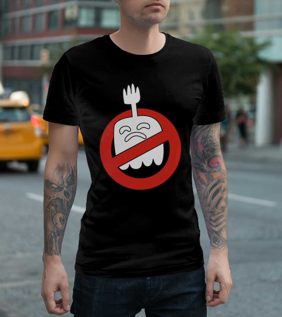 No Ghosts Allowed Sad Fork Ghost Emblem T-Shirt